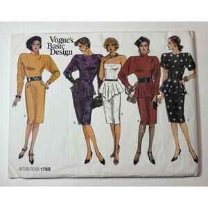 Vogue 1760 Misses Sizes 12 - 16 Basic Design Dress with Style Variations vn